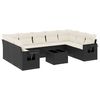 vidaXL 10 pcs conjunto sof&aacute;s de jardim c/ almofad&otilde;es vime PE preto