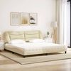 vidaXL Cama com colch&atilde;o Hvar 200x200 cm tecido cor creme