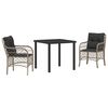 vidaXL Conjunto de Jantar para Jardim 3 unid. Cinzento-claro vime PE