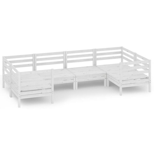 vidaXL 6 pcs conjunto lounge de jardim pinho maci&ccedil;o branco