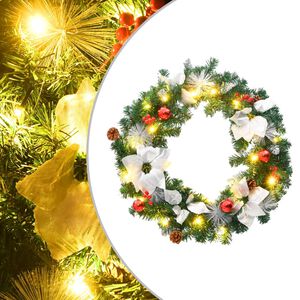 vidaXL Grinalda de Natal com luzes LED 60 cm PVC verde