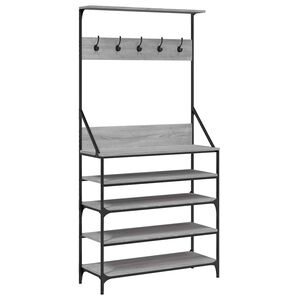 vidaXL Bengaleiro com arruma&ccedil;&atilde;o cal&ccedil;ado 90x34x184 cm cinza sonoma
