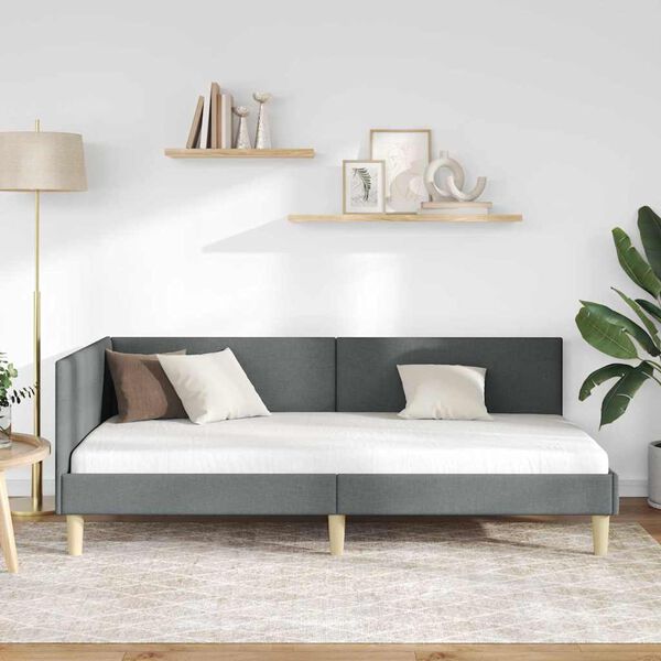 vidaXL Estrutura de Cama de Canto Cinza Escuro 80 cm x 200 cm Veludo