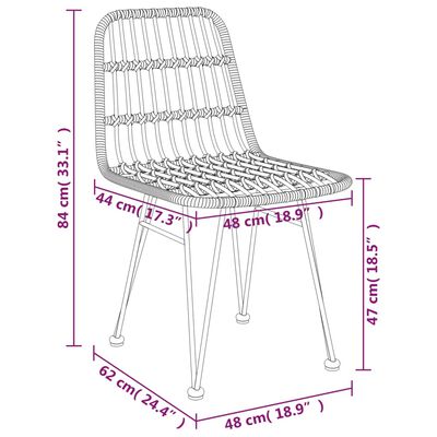 vidaXL Cadeiras de jardim 2 pcs 48x62x84 cm vime PE