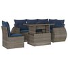 vidaXL Conjunto de sof&aacute; de jardim com 6 pe&ccedil;as e almofadas em rattan sint&eacute;tico cinza
