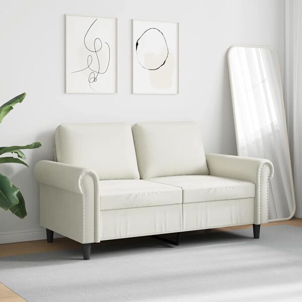 vidaXL Sof&aacute; de 2 lugares veludo 120 cm cor creme