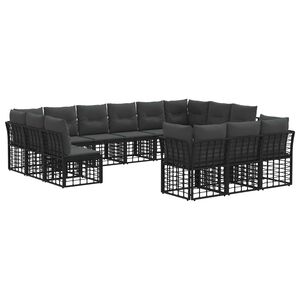 vidaXL Conjunto de Sof&aacute;s para Exterior 13 pcs Preto e Cinza Escuro
