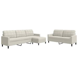 vidaXL 3 pcs conjunto de sof&aacute;s com almofad&otilde;es veludo cor creme