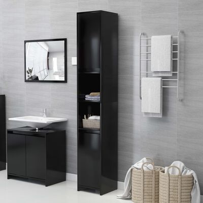 vidaXL 4 pcs conjunto de móveis de casa de banho contraplacado preto