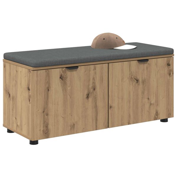 vidaXL Banco de Hall com almofada Carvalho Artesanal 100 x 38 x 46 cm