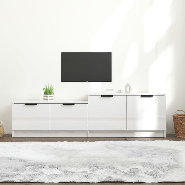 vidaXL M&oacute;vel p/ TV 158,5x36x45cm derivados de madeira branco brilhante