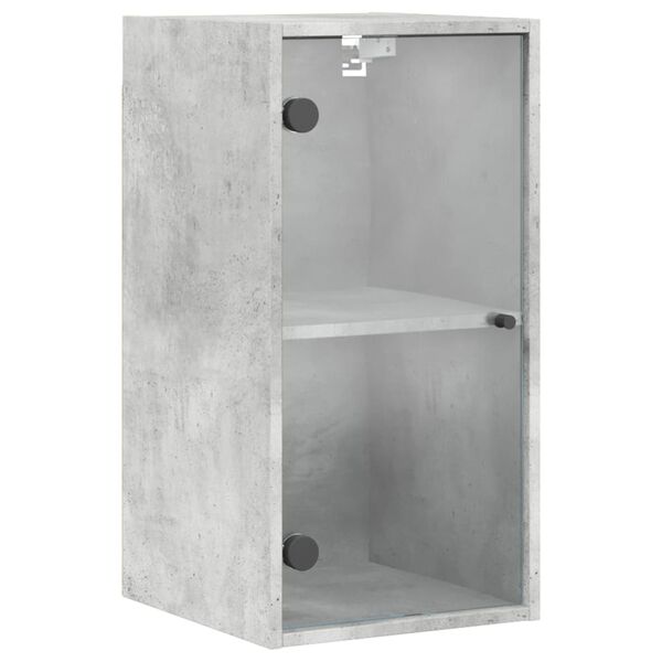 vidaXL Arm&aacute;rio de parede c/ portas de vidro 35x37x68,5cm cinza cimento