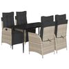 vidaXL 5 pcs conjunto de jantar p/ jardim c/ almofad&otilde;es cinzento claro