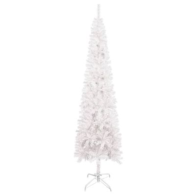 vidaXL Árvore de Natal pré-iluminada fina com bolas 240 cm branco