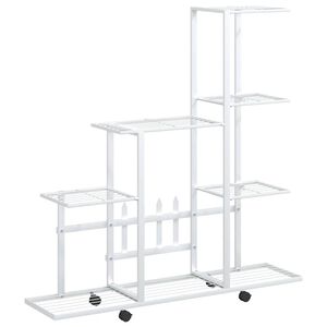vidaXL Suporte de vasos c/ rodas 94,5x25x92,5 cm metal branco