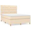 vidaXL Cama com molas/colch&atilde;o 140x200 cm tecido cor creme