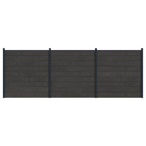 vidaXL Painel de Cerca 3 pcs WPC e Alum&iacute;nio Preto