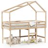 vidaXL Cama alta c/ escada e telhado 90x190 cm pinho maci&ccedil;o