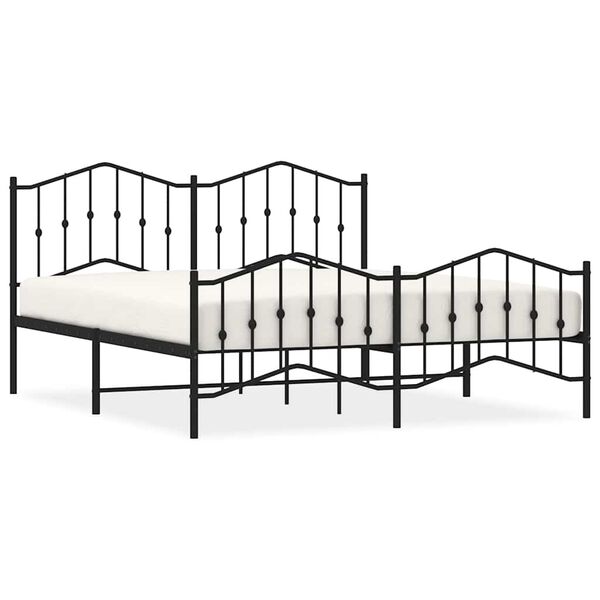 vidaXL Estrutura de cama com cabeceira e p&eacute;s 183x213 cm metal preto