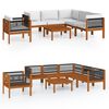 vidaXL Conjunto de lounge de jardim vidaXL com 7 pe&ccedil;as e almofadas em madeira de ac&aacute;cia creme e corda