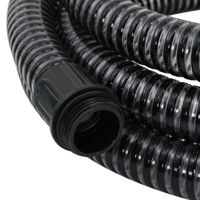 vidaXL Mangueira de sucção com conectores de latão 1,1" 10 m PVC preto