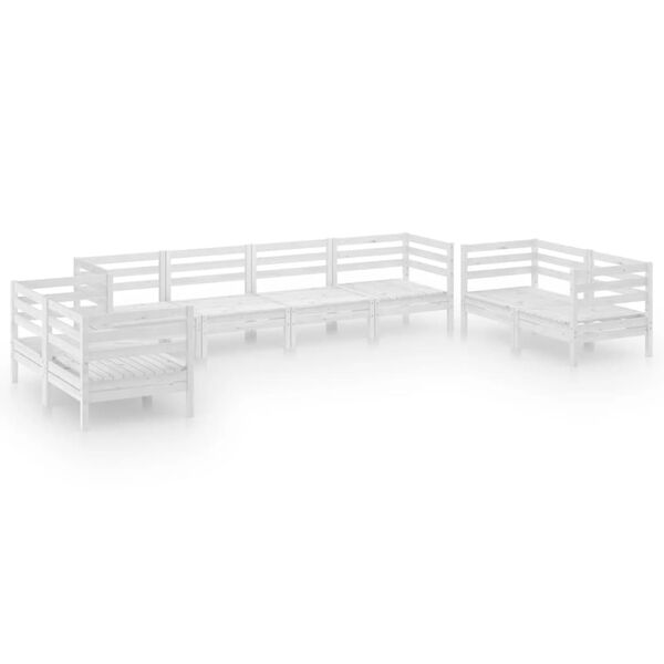 vidaXL 8 pcs conjunto lounge de jardim pinho maci&ccedil;o branco