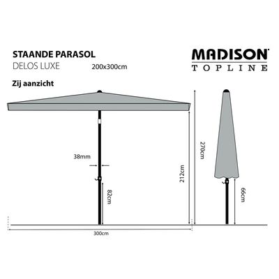 Madison Guarda-sol Delos Luxe 300x200 cm cinzento-acastanhado PAC5P015