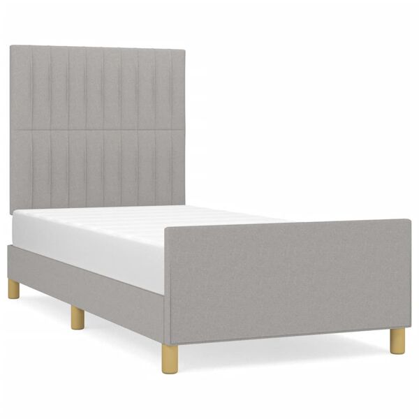 vidaXL Estrutura de cama sem colch&atilde;o 80x200 cm tecido cinzento-claro