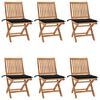 vidaXL Cadeiras de jardim dobr&aacute;veis c/ almofad&otilde;es 6 pcs teca maci&ccedil;a