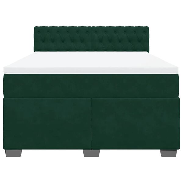 vidaXL Cama com molas/colch&atilde;o 140x190 cm veludo verde-escuro