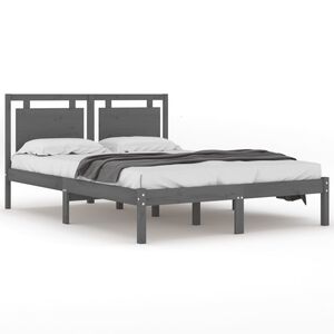 vidaXL Estrutura de cama 200x200 cm madeira maci&ccedil;a cinzento