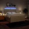vidaXL Cama com molas/colch&atilde;o 200x200 cm tecido cor creme