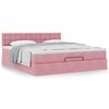 vidaXL Estrutura de cama otomana com colch&atilde;o 160x200 cm veludo rosa