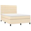 vidaXL Cama box spring c/ colch&atilde;o e LED 140x190 cm tecido cor creme