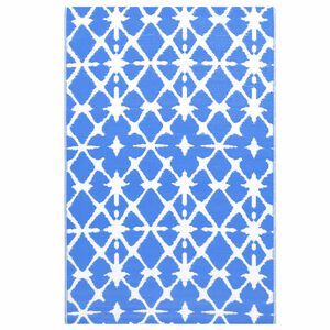 vidaXL Tapete de exterior 80x150 cm ARAKIL PP azul e branco