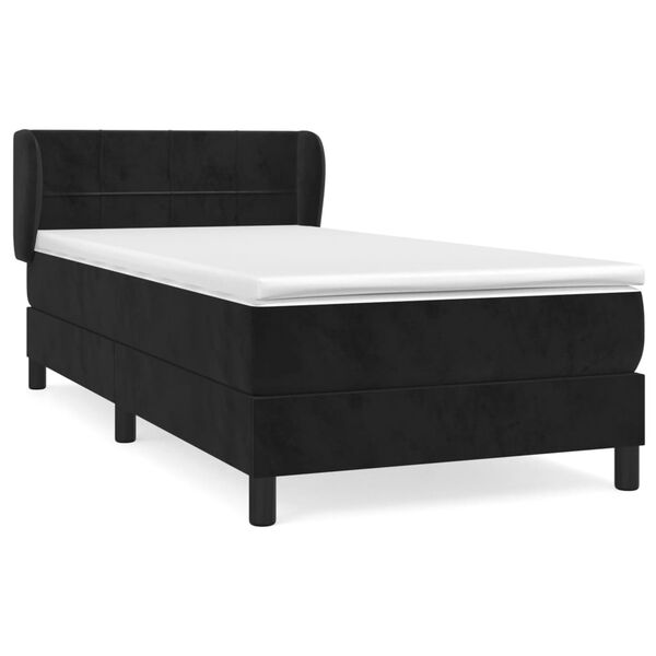 vidaXL Cama com molas/colch&atilde;o 100x200 cm veludo preto
