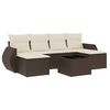 vidaXL 7 pcs conjunto de sof&aacute;s jardim c/ almofad&otilde;es vime PE castanho