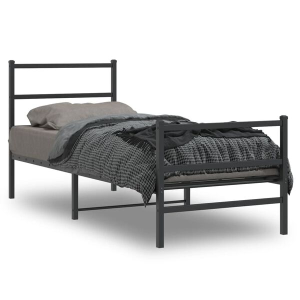 vidaXL Estrutura de cama com cabeceira e p&eacute;s 80x200 cm metal preto