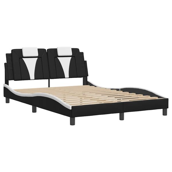 vidaXL Estrutura de cama Viana sem colch&atilde;o 120x200 couro artif. preto/branco