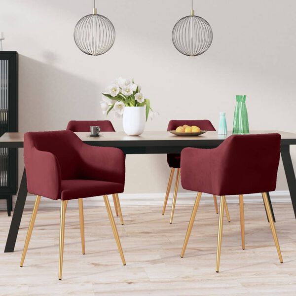 vidaXL Cadeiras de jantar 4 pcs veludo vermelho tinto