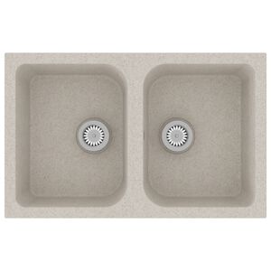 vidaXL Pia de cozinha Quartzo e Resina 76 x 48 x 30 cm Bege