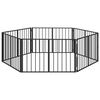 vidaXL Port&atilde;o para Cachorros 6 pcs Preto 100 x 60 cm A&ccedil;o Galvanizado