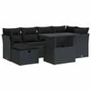 vidaXL 7 pcs conjunto de sof&aacute;s p/ jardim c/ almofad&otilde;es vime PE preto