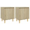 vidaXL Mesas cabeceira pernas madeira 2pcs 40x30x50cm carvalho sonoma