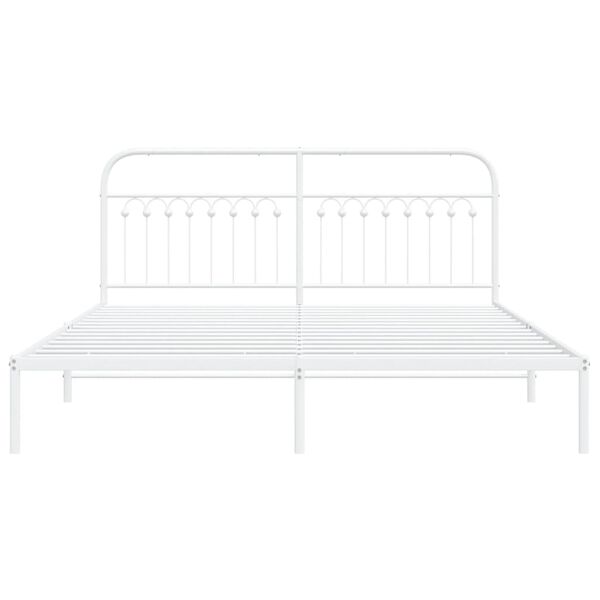 vidaXL Estrutura de cama com cabeceira 183x203 cm metal branco