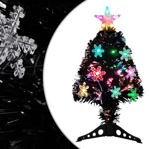 vidaXL &Aacute;rvore de Natal com flocos de neve LED 64 cm fibra &oacute;tica preto