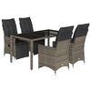 vidaXL 5 pcs conjunto bistr&ocirc; de jardim c/ almofad&otilde;es vime PE cinza