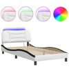 vidaXL Estrutura de cama com LED sem colch&atilde;o Hvar 100x200cm branco/preto