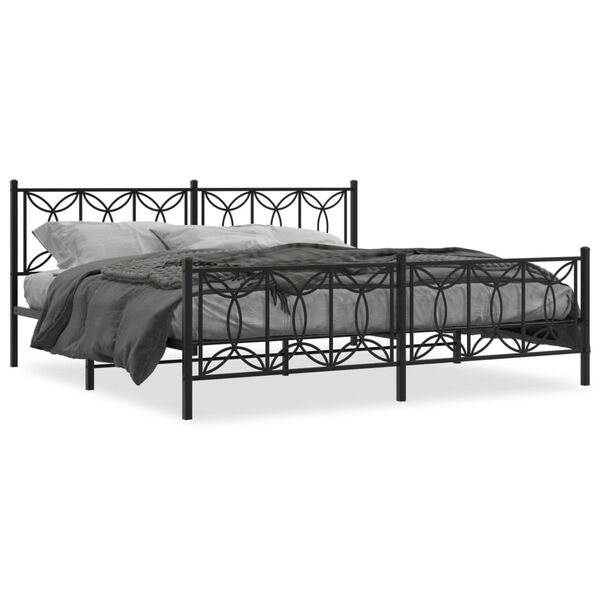 vidaXL Estrutura de cama com cabeceira e pés 193x203 cm metal preto