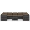 vidaXL 10 pcs conj. lounge jardim c/ almofad&otilde;es madeira impreg. cinza